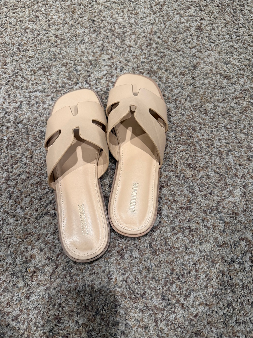 Franco Sarto Beige Cutout Slide Mules